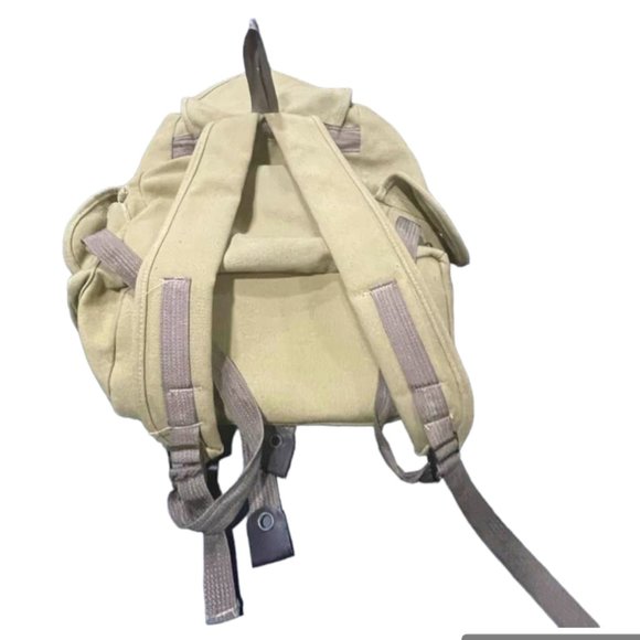 Military-Style Thick Canvas Hiking Camping Utility Unisex Backpack with Buckles - Picture 13 of 15